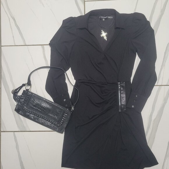 Karl Lagerfield Sexy V Black dress with side gathering at the waist size 4 y2k - Picture 2 of 9